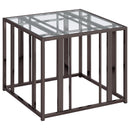  Coaster Furniture Adri 708357 Rectangular Glass Top Side End Table - Black Nickel IMAGE 1