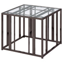  Coaster Furniture Adri 708357 Rectangular Glass Top Side End Table - Black Nickel IMAGE 4