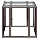  Coaster Furniture Adri 708357 Rectangular Glass Top Side End Table - Black Nickel IMAGE 5