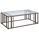  Coaster Furniture Adri 708358 Rectangular Glass Top Coffee Table - Black Nickel IMAGE 5