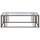  Coaster Furniture Adri 708358 Rectangular Glass Top Coffee Table - Black Nickel IMAGE 6