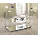  Coaster Furniture Provins 720794 3-piece Coffee and End Table Set - Mirror and Chrome IMAGE 1