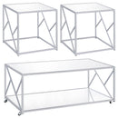  Coaster Furniture Provins 720794 3-piece Coffee and End Table Set - Mirror and Chrome IMAGE 2
