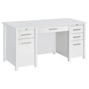  Coaster Furniture Dylan 801573 60-inch 4-Drawer Lift Top Office Desk - White High Gloss IMAGE 1