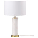  Coaster Furniture Lucius 920208 25-inch Drum Shade Marble Body Table Lamp - White IMAGE 1