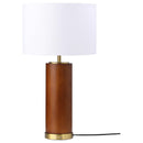  Coaster Furniture Aziel 920209 28-inch Drum Shade Wood Frame Table Lamp - Cappuccino IMAGE 1