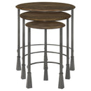 Coaster Furniture Deja 935971 3-piece Round Nesting Table Set - Natural and Gunmetal IMAGE 3