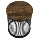  Coaster Furniture Aurora 935990 Round Drum Base Accent Side Table - Natural and Black IMAGE 2