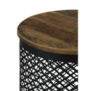  Coaster Furniture Aurora 935990 Round Drum Base Accent Side Table - Natural and Black IMAGE 5