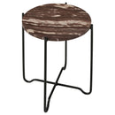  Coaster Furniture Latifa 936010 Round Marble Top Accent Side Table - Red and Black IMAGE 2