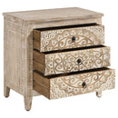  Coaster Furniture Mariska 950390 3-Drawer Wood Mandala Cabinet - Distressed White IMAGE 2