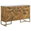 Coaster Furniture Keaton 951138 3-door Marble Top Herringbone Accent Cabinet - Natural IMAGE 1