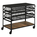  Coaster Furniture Evander 953504 Marble Top Kitchen Cart with Removable Shelves - Black IMAGE 1