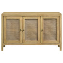  Coaster Furniture Zamora 953556 3-door Wood Accent Cabinet with Woven Cane - Natural IMAGE 3