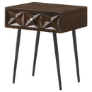  Coaster Furniture Ezra 959539 1-Drawer Rectangular Accent Side Table - Coffee Brown IMAGE 4
