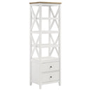  Coaster Furniture Hollis 708254 4-shelf Wood Media Tower with Drawers - Brown and White IMAGE 1