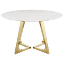  Coaster Furniture Gwynn 107171 Round 51-inch Marble Stainless Steel Dining Table - Gold IMAGE 2