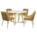  Coaster Furniture Gwynn 107171 Round 51-inch Marble Stainless Steel Dining Table - Gold IMAGE 6