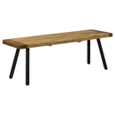  Coaster Furniture Maverick 123043 Wood Dining Bench - Natural Mango and Black IMAGE 1