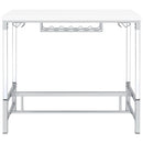  Coaster Furniture Norcrest 182101 47-inch Acrylic Leg Bar Table - White High Gloss IMAGE 3