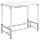  Coaster Furniture Norcrest 182101 47-inch Acrylic Leg Bar Table - White High Gloss IMAGE 6
