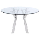  Coaster Furniture Alaia 190710 Round 51-inch Clear Glass Top Dining Table - Chrome IMAGE 3