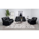  Coaster Furniture Camila 610245 Upholstered Motion Reclining Loveseat - Black IMAGE 8