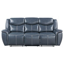  Coaster Furniture Sloane 610271 Upholstered Padded Arm Reclining Sofa - Blue IMAGE 4
