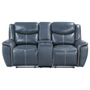  Coaster Furniture Sloane 610272 Upholstered Padded Arm Reclining Loveseat - Blue IMAGE 4