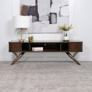  Coaster Furniture Valna 701713 Wood 71" TV Stand with Sliding Doors - Walnut IMAGE 2