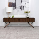  Coaster Furniture Valna 701713 Wood 71" TV Stand with Sliding Doors - Walnut IMAGE 3