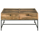  Coaster Furniture Stephie 704698 4-Drawer Square Glass Top Coffee Table - Honey Brown IMAGE 4