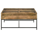  Coaster Furniture Stephie 704698 4-Drawer Square Glass Top Coffee Table - Honey Brown IMAGE 6