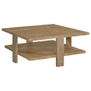 Coaster Furniture Dawn 707718 Square Engineered Wood Coffee Table - Mango Brown IMAGE 1