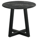  Coaster Furniture Skylark 707847 Round Marble-like SmartTop Side End Table - Black IMAGE 3