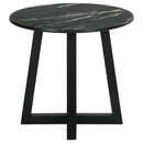  Coaster Furniture Skylark 707847 Round Marble-like SmartTop Side End Table - Black IMAGE 4