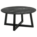  Coaster Furniture Skylark 707848 Round Marble-like SmartTop Coffee Table - Black IMAGE 1