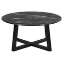  Coaster Furniture Skylark 707848 Round Marble-like SmartTop Coffee Table - Black IMAGE 3