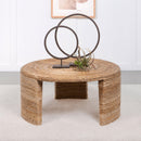  Coaster Furniture Artina 708508 Woven Rattan Round Coffee Table - Natural Brown IMAGE 2