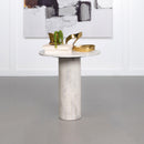  Coaster Furniture Astoria 709667 Round Genuine Marble Side End Table - White IMAGE 2