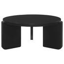  Coaster Furniture Cordova 709678 Round Solid Wood Coffee Table - Black IMAGE 3