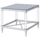  Coaster Furniture Lindley 709727 Square Tempered Mirror Acrylic Side End Table - Chrome IMAGE 3
