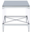  Coaster Furniture Lindley 709727 Square Tempered Mirror Acrylic Side End Table - Chrome IMAGE 4