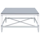  Coaster Furniture Lindley 709728 Square Tempered Mirror Acrylic Coffee Table - Chrome IMAGE 2