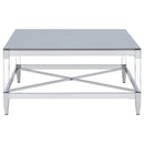  Coaster Furniture Lindley 709728 Square Tempered Mirror Acrylic Coffee Table - Chrome IMAGE 4