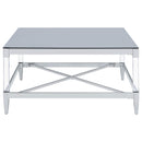  Coaster Furniture Lindley 709728 Square Tempered Mirror Acrylic Coffee Table - Chrome IMAGE 5