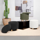  Coaster Furniture Valia 910229 Faux Sheepskin Upholstered Round Storage - Ottoman Ivory IMAGE 5