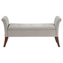  Coaster Furniture Farrah 910238 Velvet Upholstered Rolled Arm Storage Bench - Beige IMAGE 4