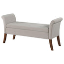  Coaster Furniture Farrah 910238 Velvet Upholstered Rolled Arm Storage Bench - Beige IMAGE 5