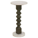  Coaster Furniture Colette 930190 Round Marble Top Side Table - White and Dark Grey IMAGE 1
